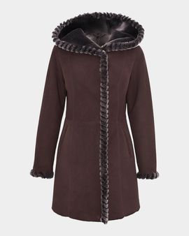 Gorski Hooded Merino Shearling Parka with Whipstitch