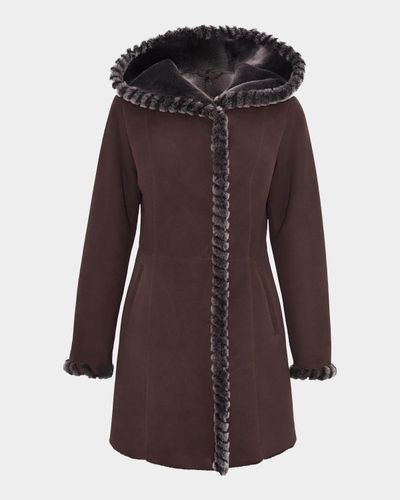 Gorski Hooded Merino Shearling Parka with Whipstitch