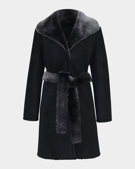 Gorski Merino Lamb Shearling Short Coat With Belt