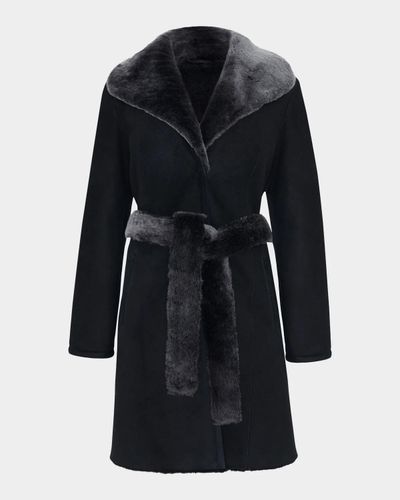 Gorski Merino Lamb Shearling Short Coat With Belt