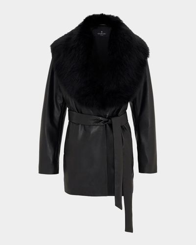Gorski Nappa Leather Jacket w/ Shearling Collar