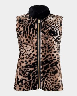 Gorski Select Animal-Print Lamb Shearling Zip Vest With Loro Piana Wool