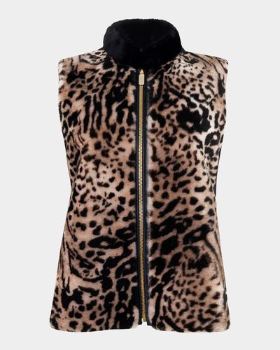 Gorski Select Animal-Print Lamb Shearling Zip Vest With Loro Piana Wool