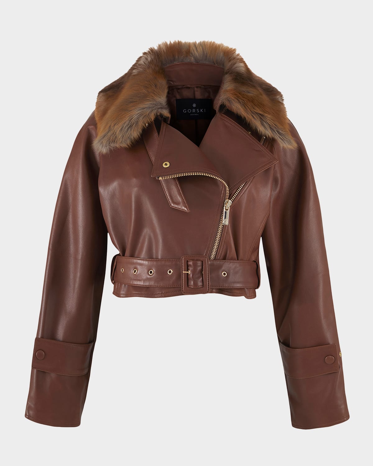 Gorski Select Lamb Leather Moto Jacket With Detachable Lamb Shearling Collar