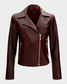 Gorski Select Leather Croco-Embossed Moto Jacket