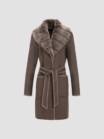 Gorski Women's Cashmere and Wool Stroller with Shearling Lamb Collar