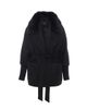 Gorski Women's Fabric Coat with Detachable Shearling Lamb Collar, Belt - 1