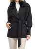 Gorski Women's Fabric Coat with Detachable Shearling Lamb Collar, Belt - 2