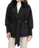 Gorski Women's Fabric Coat with Detachable Shearling Lamb Collar, Belt - 4