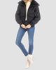 Gorski Women's Fabric Coat with Select Shearling Lamb Collar - 2