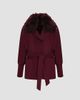 Gorski Women's Fabric Jacket with Detachable Shearling Lamb Collar, Belt - 1