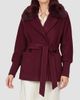 Gorski Women's Fabric Jacket with Detachable Shearling Lamb Collar, Belt - 3