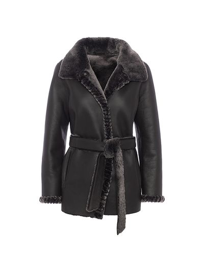 Gorski Women's Merino Shearling Lamb Jacket with Whipstitch Trim