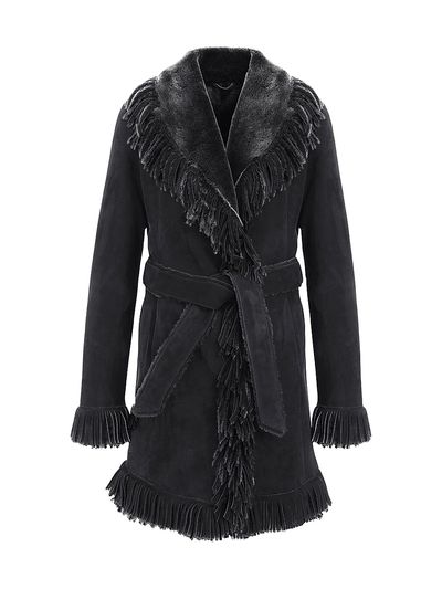Gorski Women's Merino Shearling Lamb Stroller with Fringes