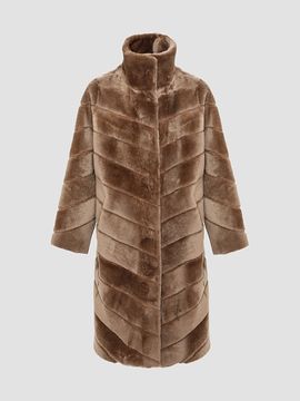 Gorski Women's Reversible Merino Shearling Lamb Chevron Short Coat
