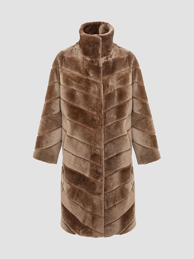 Gorski Women's Reversible Merino Shearling Lamb Chevron Short Coat