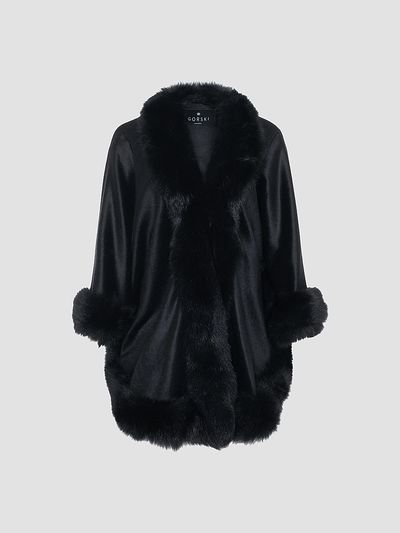 Gorski Women's Select Cashmere Capelet with Merinillo Shearling Lamb Trim
