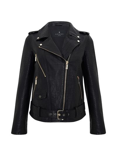 Gorski Women's Select Nappa Leather Croco Embossed Jacket