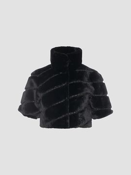 Gorski Women's Select Shearling Lamb Diagonal Bolero with Cropped Sleeves