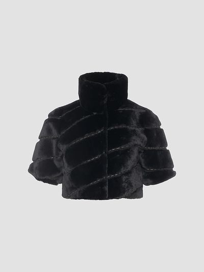 Gorski Women's Select Shearling Lamb Diagonal Bolero with Cropped Sleeves