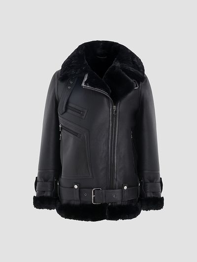 Gorski Women's Select Shearling Lamb Moto Zip Jacket
