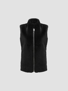 Gorski Women's Select Shearling Lamb Zip Vest with Wool