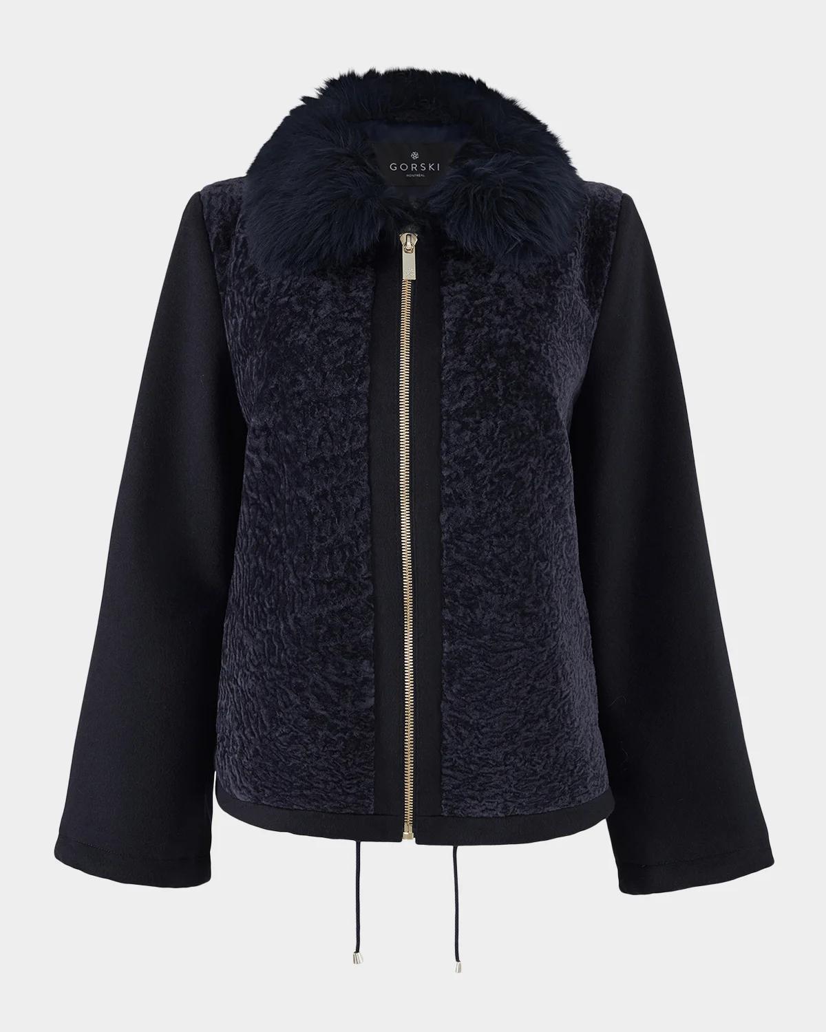 Gorski Wool Jacket with Shearling Front and Collar