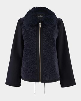 Gorski Wool Jacket with Shearling Front and Collar