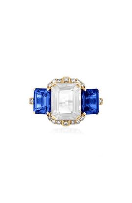 GOSHWARA GOSHWARA Gossip 18k Gold Moon Quartz & Iolite Diamond Ring