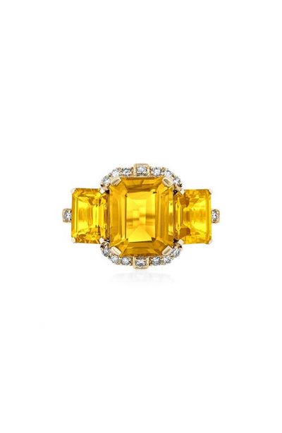 GOSHWARA GOSHWARA Gossip 18k Gold Opal & Diamond 3-Stone Ring