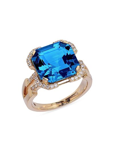 Goshwara Women's Gossip 18K Gold, Diamond & Blue Topaz Cocktail Ring