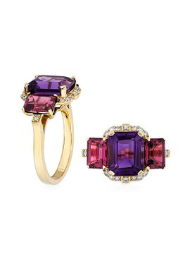 Goshwara Women's Gossip 18K Gold, Diamond, Amethyst & Garnet Cocktail Ring