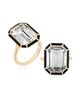 Goshwara Women's Mélange Rock Crystal & Onyx Emerald Cut Ring - 1