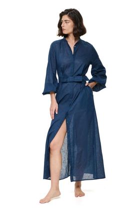 Gottex Gottex Modern Muse Belted Button Up Linen Dress Cover-Up