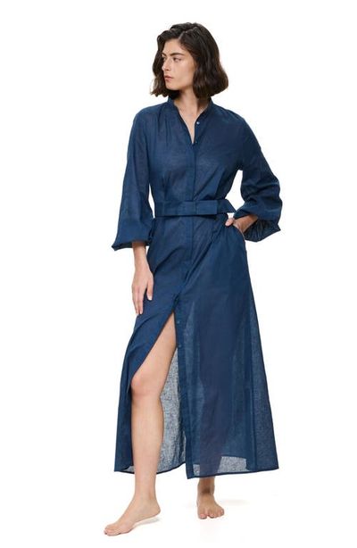 Gottex Gottex Modern Muse Belted Button Up Linen Dress Cover-Up