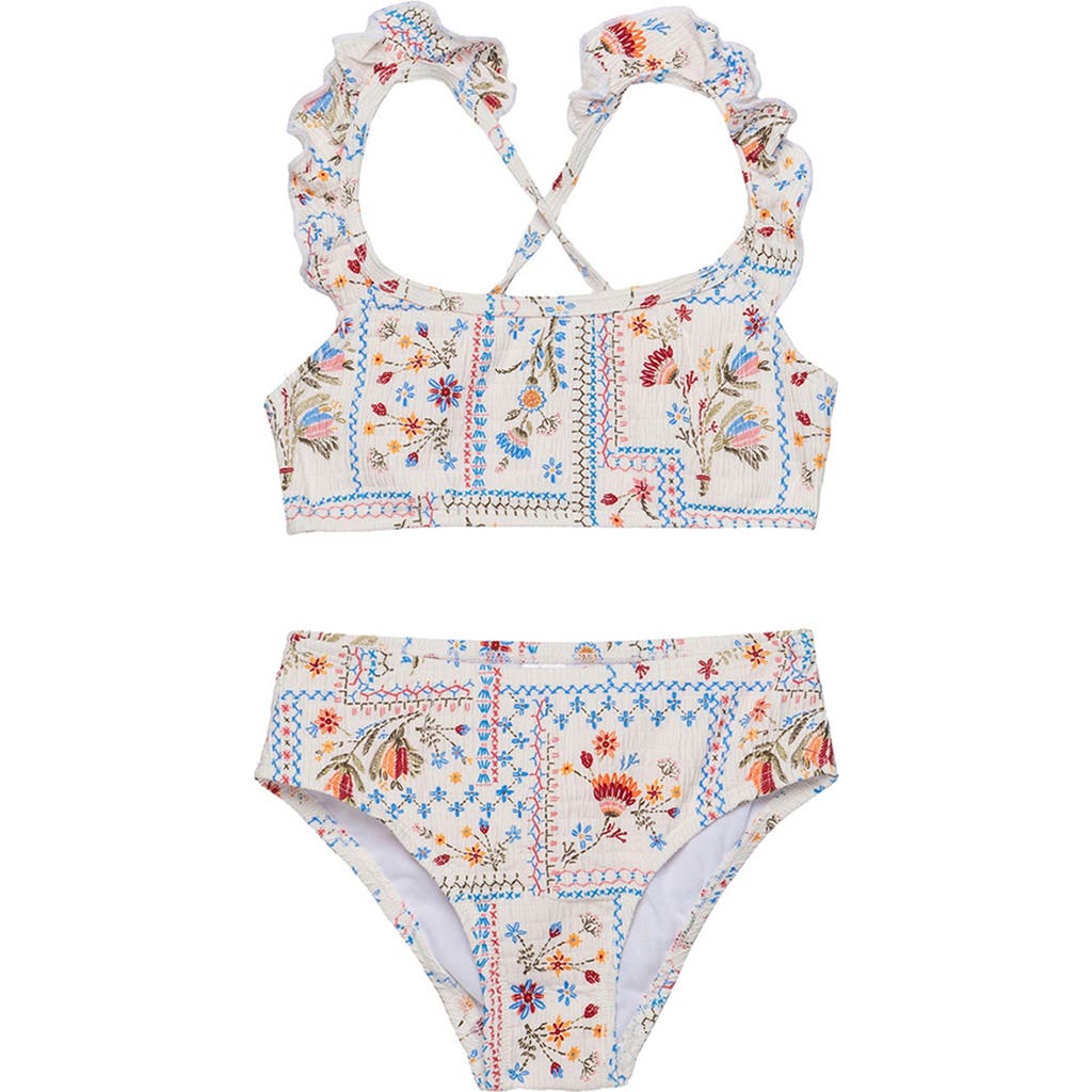 Gottex Kids Gottex Kids Floral Soul Textured Scoop Neck Ruffle Swim Set