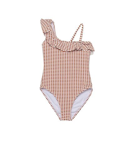 Gottex Kids Gottex Kids Girls' Forever Gingham Textured Ruffle Asymmetrical One Piece