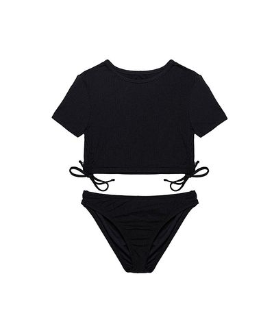 Gottex Kids Gottex Kids Girls' Freya Rib Short Sleeve Side Tie Swim Set