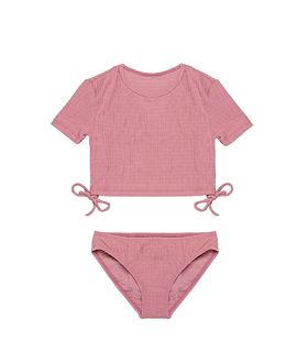 Gottex Kids Gottex Kids Girls' Neapolitan Textured Short Sleeve Side Tie Swim Set