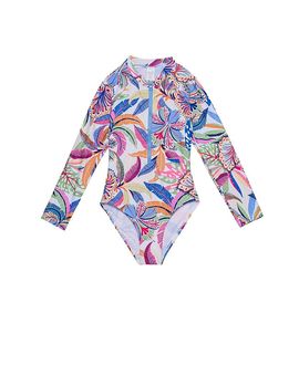Gottex Kids Gottex Kids Girls' Tropic Fun Long Sleeve Zip Front One Piece
