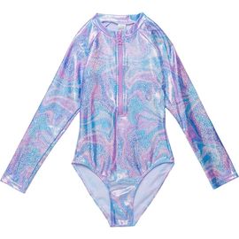 Gottex Kids Gottex Kids Marble Sparkle Long Sleeve Zip Front One Piece