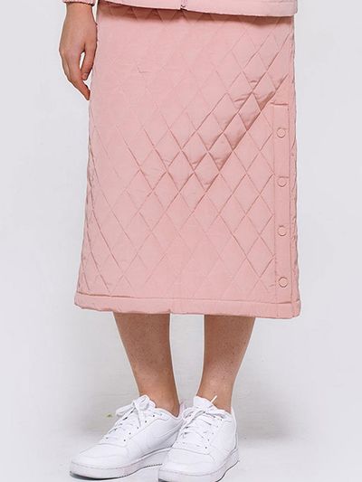goxo Heart Attack Warmth Quilted Skirt Pink