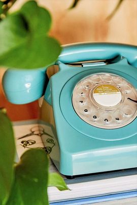 GPO GPO 746 Retro Rotary Dial Landline Phone in Blue at Urban Outfitters