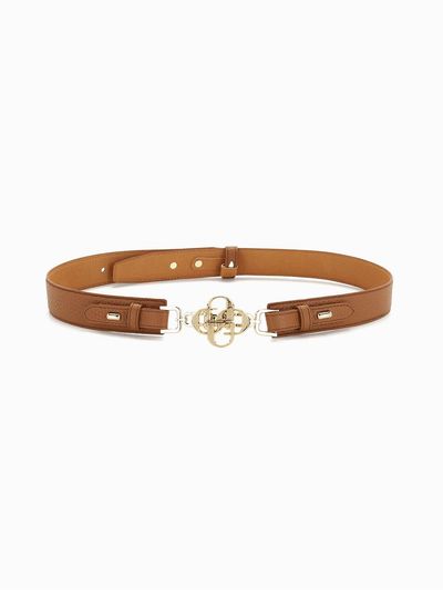GRACE U Grace Leather Logo Belt (Brown)