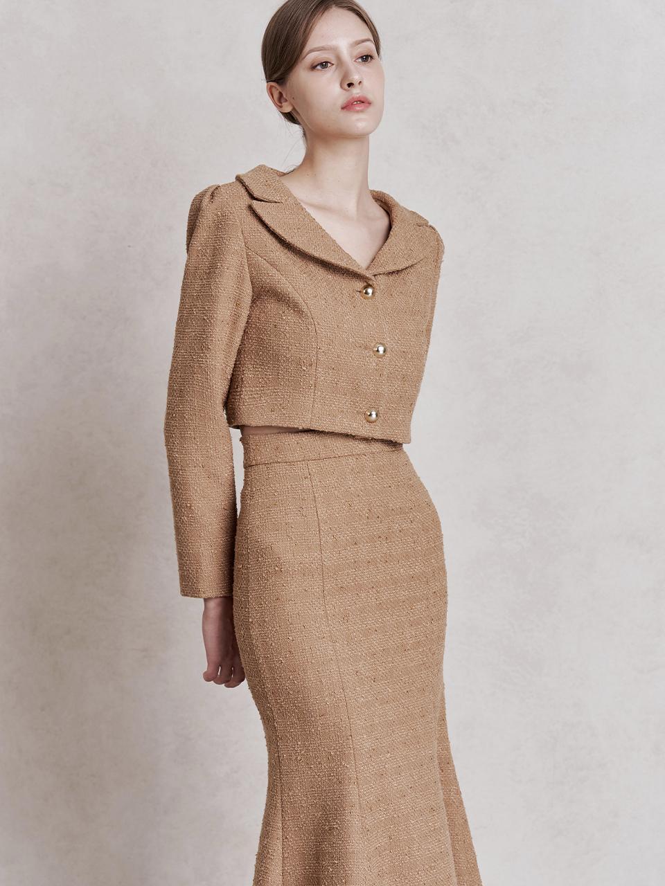 GRACE U Kylie Tweed Jacket (Beige)