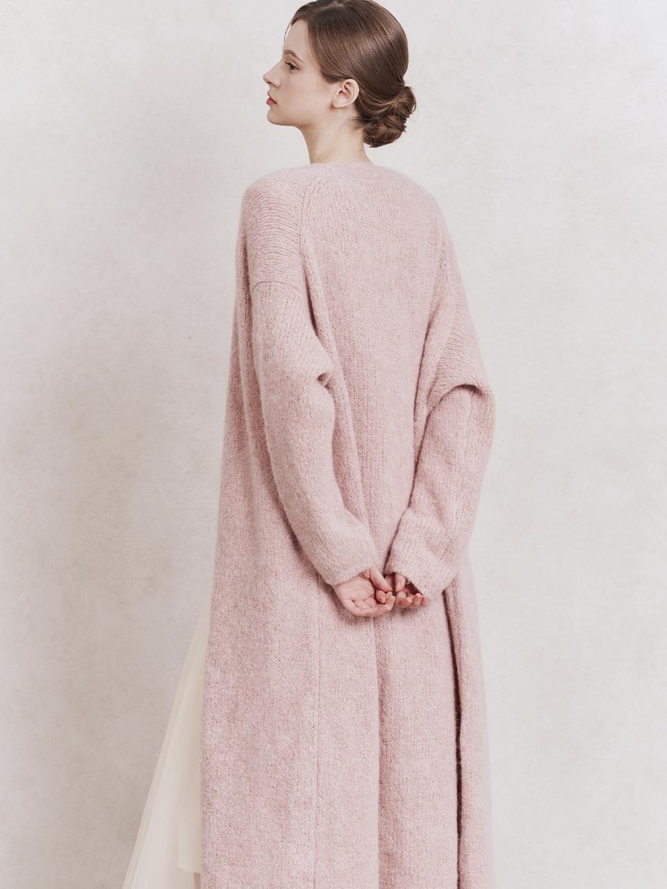 GRACE U Lumi Alpaca Long Cardigan (Pink)