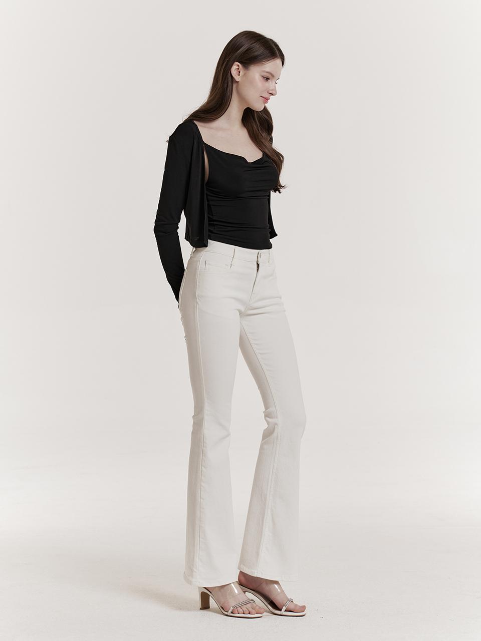 GRACE U Premium Cotton Blend Bootcut Denim [Beige]