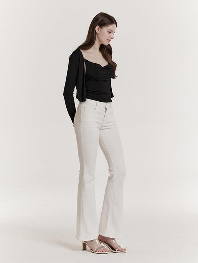 GRACE U Premium Cotton Blend Bootcut Denim [Beige]