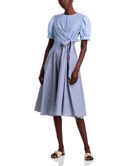 Gracia Gracia Striped Side Tie Short Sleeve Dress