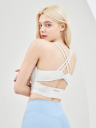GRANDE LINE Back Twist Shirring Tank Top Yoga Top